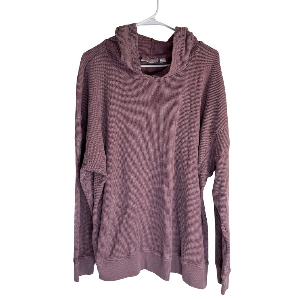Belle by Kim Gravel Waffle Hoodie Womens XL Nostalgia Rose Snow Washed A705443